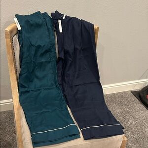 Soma Woven PJ Pants Teal and Navy.